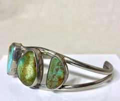 Alpaca Mexico Silver Cuff Bracelet Turquoise Adjustable