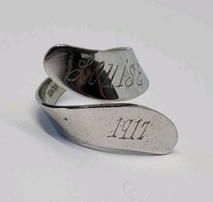 Vintage Antique Nickel Silver Wrap Ring Engraved Louise 1917 Sz 6