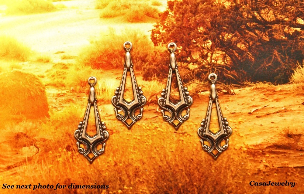 #0503 ANTIQUED GOLD OPEN CENTER TEARDROP W/TOP HANG RING – 4 Pcs