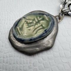 Vintage Techau Denmark Silver Tone Book Chain Pendant Necklace 16.5″