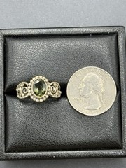 Vintage Sterling Silver Green Quartz Ring Size 8.25 F9