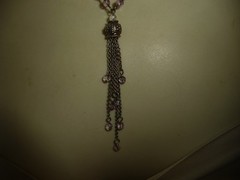 COOKIE LEE SILVER TONE CHAIN W CLEAR CRYSTAL BEADS TASSEL NECKLACE #2/18