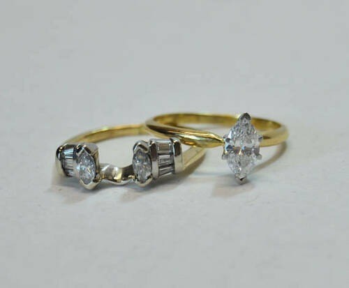 2.90 Ct Diamond Art Deco Antique Vintage Engagement Ring Set 14K Yellow Gold FN