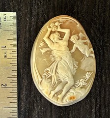 Antique Shell Cameo of Flora or Aurora and Cupid (Eros) Unmounted