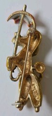 Vintage LISNER Poodle Dog Holding Umbrella Brooch Pin Enamel MCM Figural