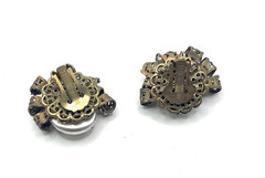 Miriam Haskell Signed Baroque Pearl Cluster Earrings Vintage Clip-On Bridal
