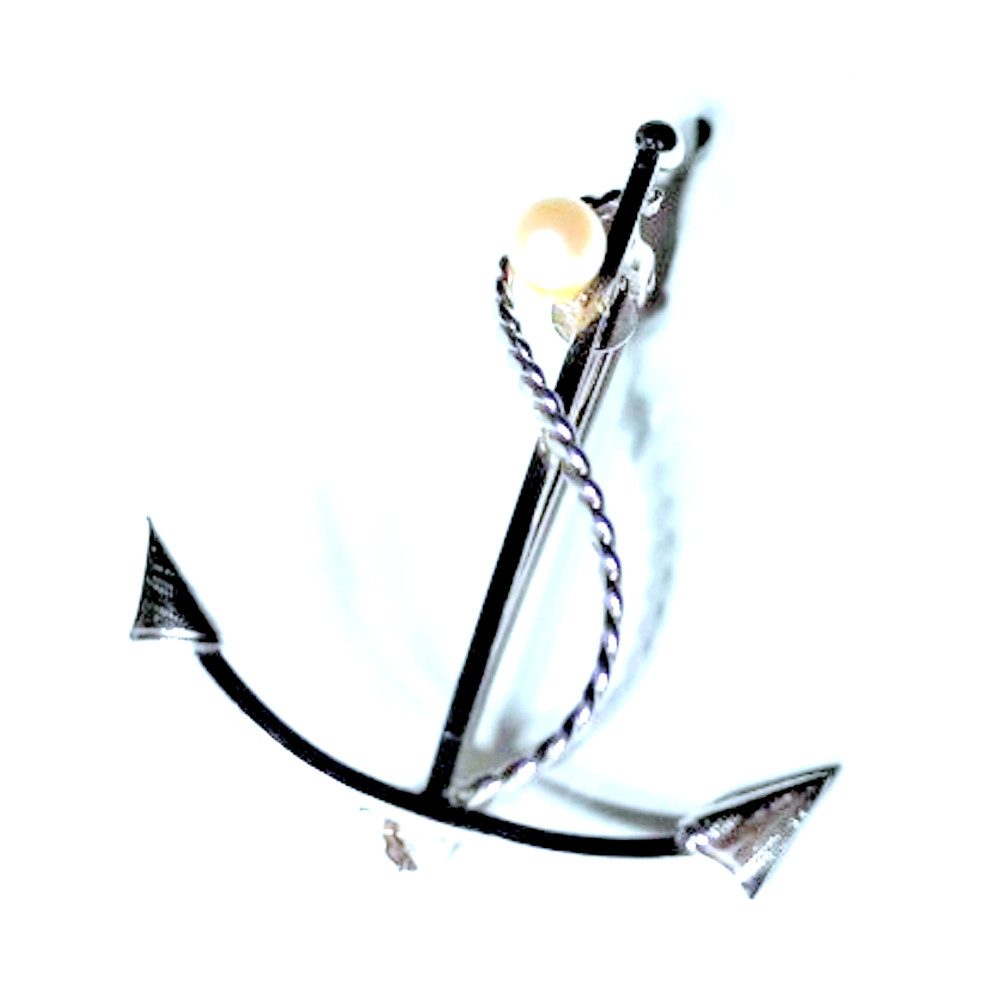 Vintage Sterling Silver & Real Pearl Anchor Mariner Sailor C. De Pin Brooch Lot
