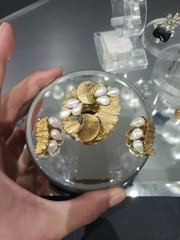 Clip on Screw back Earrings & Brooch pin Crystal faux pearl vtg ALL SIGNED “BSK”