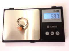 Size 9.75 Orange Carnelian Cab Ring Fancy Scrollwork 925 Sterling Silver 5.8g