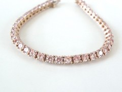 Gold on Sterling Silver 925 Natural Morganite Tennis Bracelet 7.5″