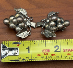 Vintage Taxco Mexico 925 Sterling Silver Grape Broch/Pendant Earring Set 30g