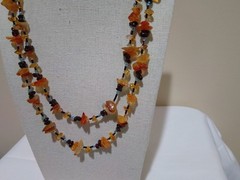 Vintage Gemstone Necklace Featuring Autumn Inspired Palette, 42″