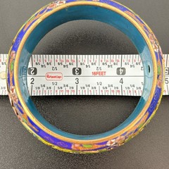 Vintage Womens Bangle Bracelet 2.5in Multicolor Cloisonne Enamel Floral Jewelry