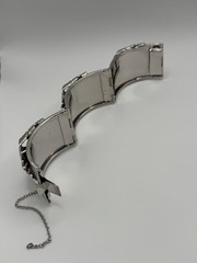 Vintage Whiting & Davis Bangle Bracelet Silver Tone Leaf Design Hinged READ