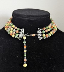 Vintage 1950s/60s Glass Sugar Bead Candy 4-Strand Choker Necklace