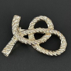 Vintage Gold Tone Rope Knot Brooch Pin Braided Ribbon Nautical Costume Jewelry