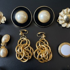 Vintage Lot Of 9 SIGNED Clip On Earrings Erwin Pearl Avon LCI Anne Klein Star