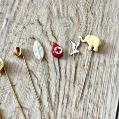 Stick Pin Hat Pins Silver & Gold Tone Red Cross Elephant Koala Mushroom & More