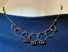 Robert Rose Choker Necklace Wired Bronze Metallic Beads Dainty Chic Minimalist