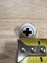 Vintage Enameled Gold Tone Metal Red Cross Volunteer Pin or Brooch