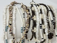 Vintage Y2K 90s Puka Shell Heishi Necklace Lot (10) Surfer Hawaiian Summer Beach