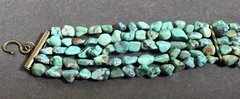 Vintage 12in Natural Turquoise Nugget 5 Strand Choker Necklace With 3in Extender