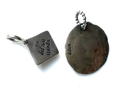 Vintage Didae Israel 925 Sterling Silver Initial N & Garnet Charm Pendant Set
