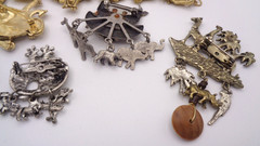 10 Vintage Gold & Silver Tone Noah’s Ark Animal Bracelet Brooch Clip Earring Lot