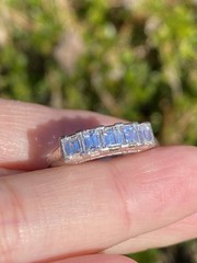 Estate Platinum 0.93TCW VS/F Quality Natural Emerald Diamonds Five Stone Ring