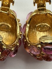 VTG SIGNED KJL KENNETH JAY LANE FAUX PINK JELLY BELLY CLIP ON EARRINGS NICE!