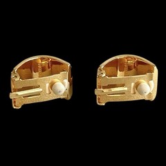 VTG Hermes Lion Motif Enamel Clip-On Earrings Cloisonne Gold Plated w/Box Used