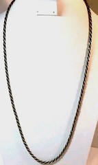 Trifari braided necklace, black and gold tone, 29 in length, signed Tifari