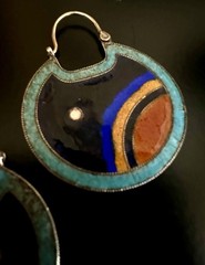 925 Sterling Cloisonné Enamel Disc Hoop Earrings Shashi Double Sided 10.6g