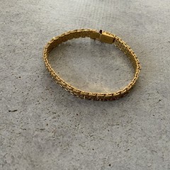 Vintage Monet Gold Woven Bracelet Textured Chain Link Slim Stackable 80s