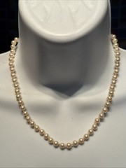 Marvella Vntg LUSTROUS Faux Pearl Single Strand Necklace 18” Knot Tied NOS NWT