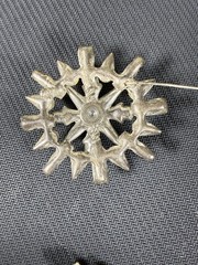 Vintage 50-60s Snowflake Atomic Starburst Brooch & Clip Earrings Set Rhinestones