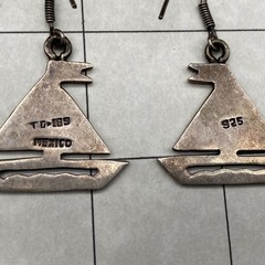 Vintage Mexico Sailboat Sterling Silver Dangle Earrings