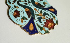 Vintage enameled peacock colorful cloisonne pendant