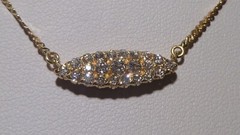 Vintage 14k Yellow Gold Pave Set Clean Shinny Diamonds Eye Shape Necklace