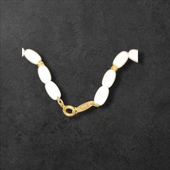 Vintage Direction One White Acrylic Bead Choker Collar Necklace Gold Accents 14″