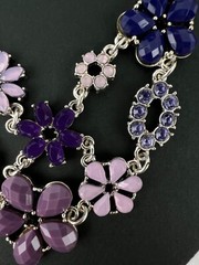 Avon NWT Silver Tone Purple Lilac Flowers Statement Necklace & Size 8 Ring Set