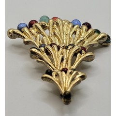 Monet Christmas Tree Pin Brooch Red Signed Collectible Holiday Vintage 1970s