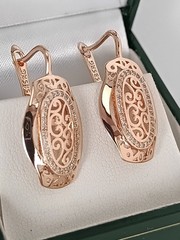 Vintage 1990-s 14 Ct Rolled Gold Zircons Earrings-Hallmarked 585 RG