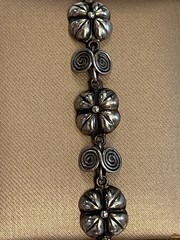 Mid-Century Taxco Sterling Silver 925 Flower & Spiral Bracelet