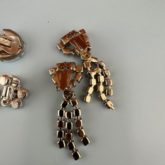 Vintage Rhinestone Earrings Lot Art Deco Style Dangle Climber Some Signed