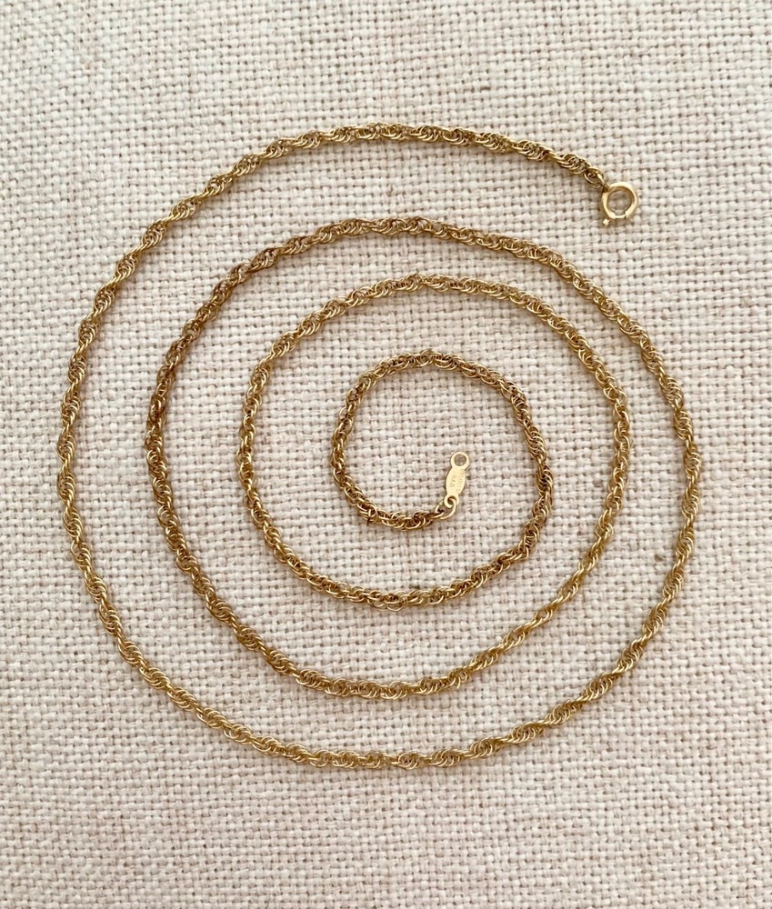 Vtg Signed B.A.B. Ballou 31″ 1/20 12K Yellow Gold Filled Twisted Rope Chain