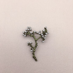 Retro Green Plant Leaf Pearl Brooch Flower Pin Women Jewelry Accessory Gift