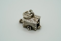 Antique Sterling Silver Movable Man in the DOG HOUSE Bracelet Charm 1.8cm N2