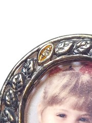 Sterling Silver 10k Gold & Diamond Vintage Mini Picture Frame / Pendant / Brooch