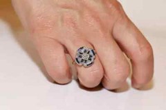 Art Deco Style Lab-Created Diamond & Sapphire Two Tone Ring 14K White Gold FN